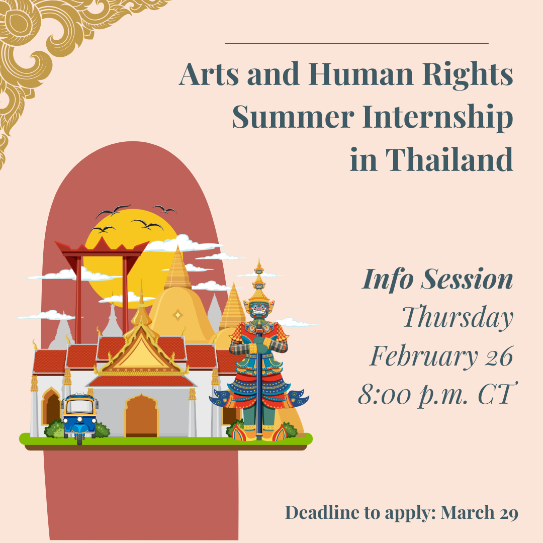 flyer for arts and human rights in Thailand info session