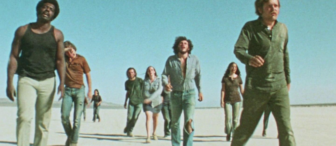 A group of dissidents traverse the desert in the film Punishment Park